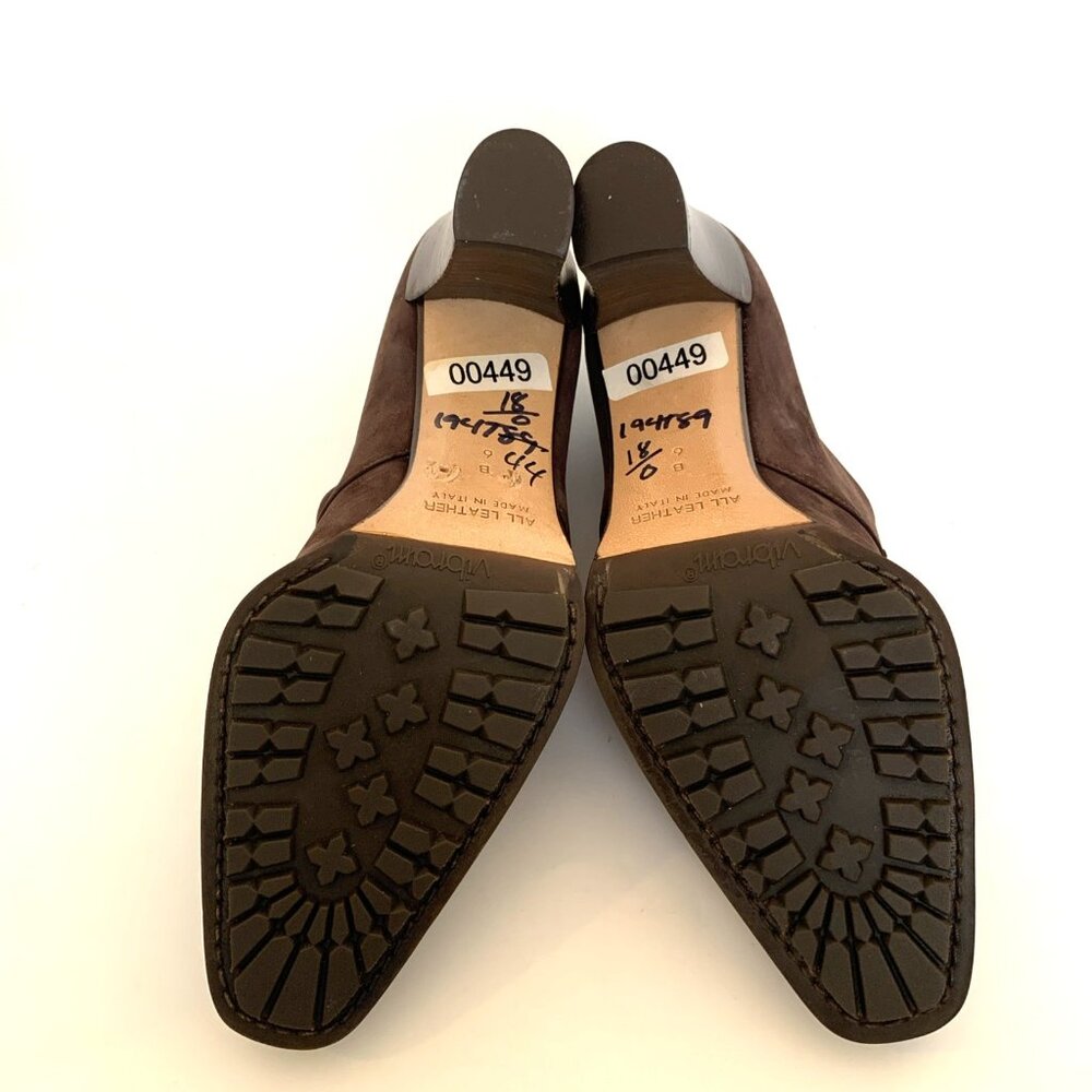 Faconnable Womens Buckle Pilgrim Shoes Brown Suede Size 6B Leather Vibram Sole - Picture 14 of 15